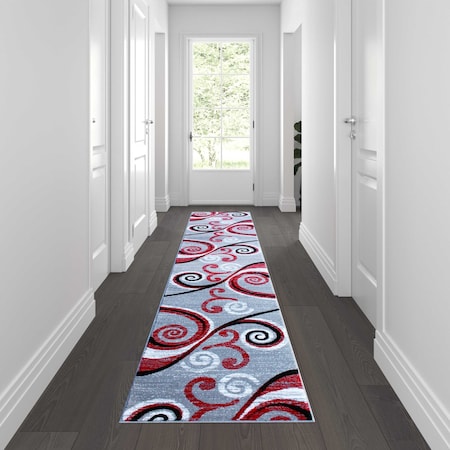 Flash Furniture Red 2' x 11' Distressed Abstract Area Rug OKR-RG1100-211-RD-GG